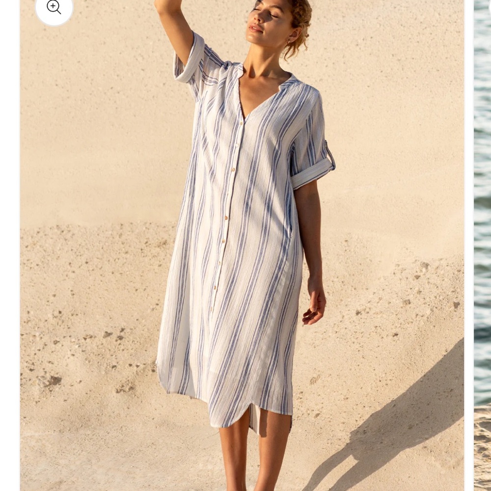 Nomad the Label Athena Cotton Dress Azure Stripe